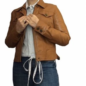 brown faux leather jacket